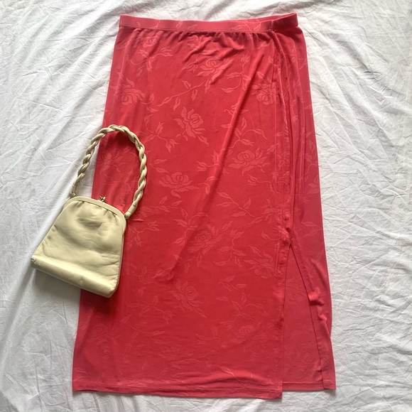 Vintage Floral Maxi Skirt with Leg Slit - Picture 1 of 3